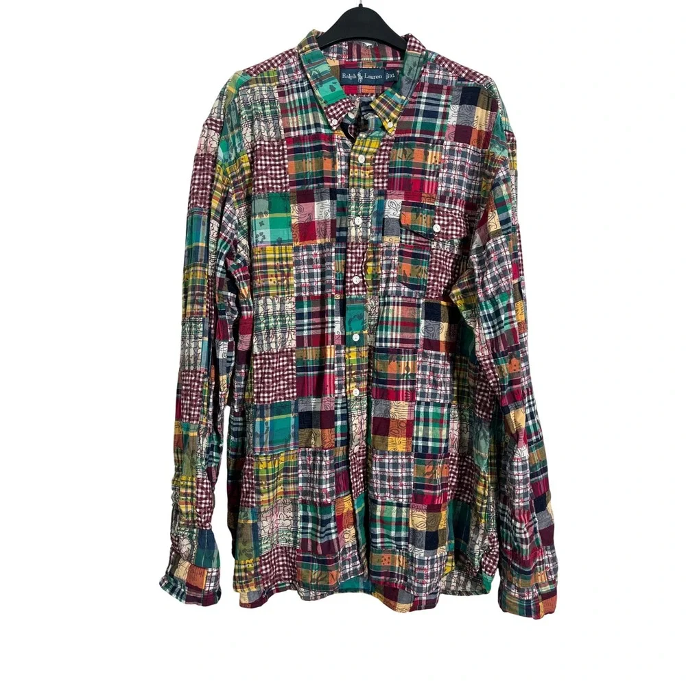 RALPH LAUREN Patchwork Madras Multicolor‎ Button Down Shirt - Picture 2 of 8
